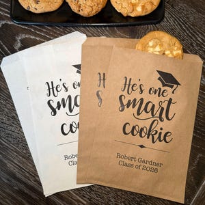 One Smart Cookie Graduation Favor Bags - Class of 2026, Cookie Bags for Graduation Party