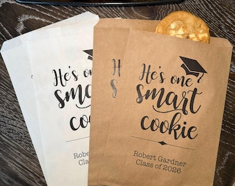 One Smart Cookie Graduation Favor Bags - Class of 2026, Cookie Bags for Graduation Party