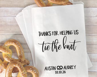 Pretzel Bags for Wedding: Kraft Treat Bags, Tie the Knot Design
