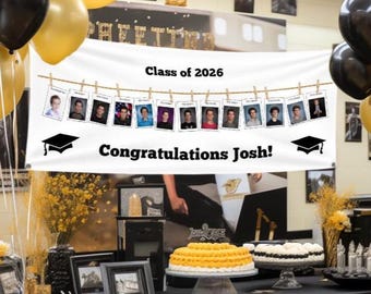 Personalized Graduation Photo Banner: Class of 2026, Party Decor