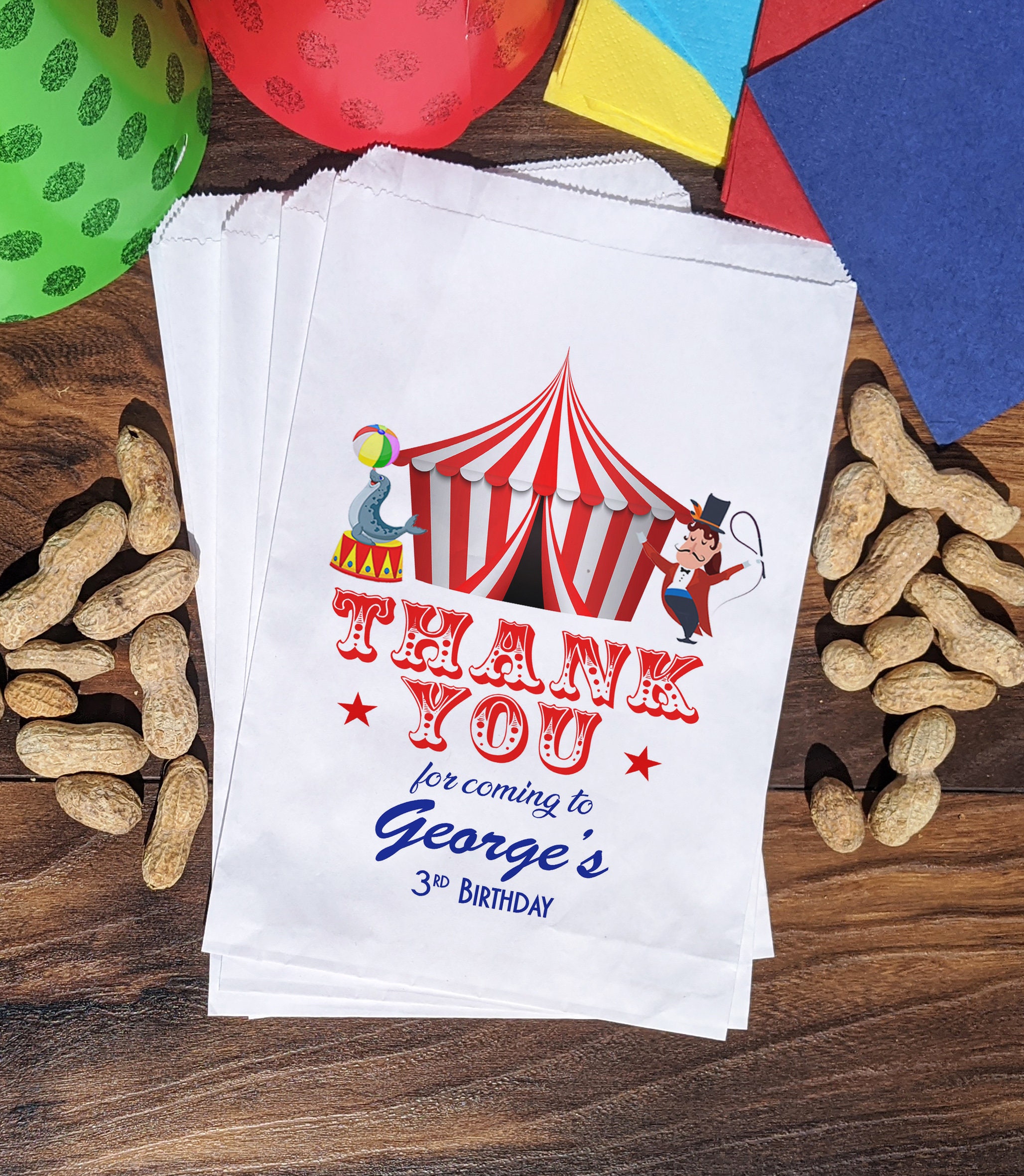 Peanut bags 30 Bags-Circus-Carnival-Sports Parties-Peanut Bags Cute Graphics! 