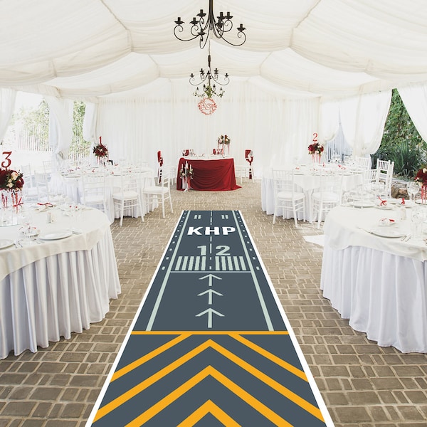 Pilot Retirement aisle runner,  Pilot Wedding Theme,  We add the initials of the person. Pilot Retirement, Pilot Wedding, Runway