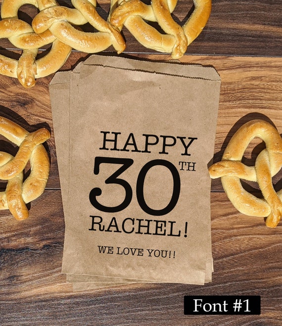 Personalized Milestone Birthday Favor Bags: Adult Snack Bags