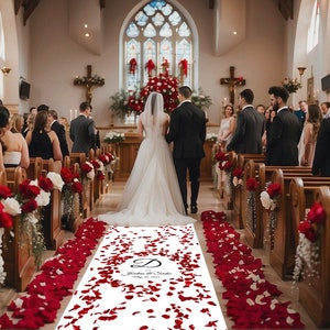 Red Roses Aisle Runner, Custom Aisle Runner, Wedding Ideas, Wedding Decor, Rose Wedding, Wedding Gift, Wedding Ceremony, Big Red Roses image 2
