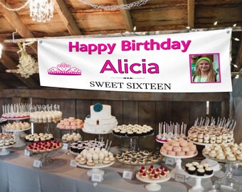 Birthday Banner, Birthday Party idea, 15th Birthday, 16th Birthday, Quinceanera, Birthday Poster, Custom Birthday, Girls Birthday, Sixteenth