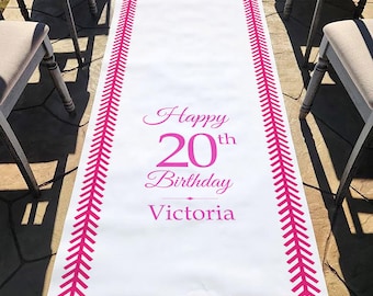Custom Pink Softball Aisle Runner: Softball Theme Party