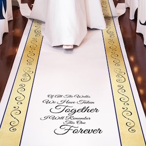 Gold Aisle Runner, Custom Aisle Runner, Monogram Aisle Runner, Wedding Decor, Navy and Gold Wedding, Wedding Ceremony,  Gold Swirl