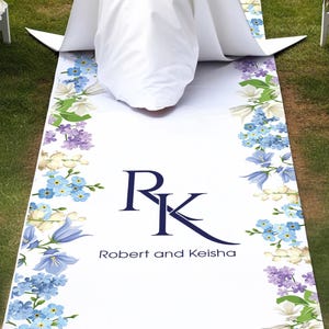 Blue and Purple Wedding Aisle Runner, Lavender Wedding, Purple Roses, Purple Flowers, Blue Wedding,  Wedding Decor, Blue and Purple