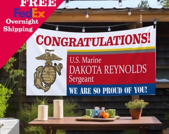 Custom U.S. Marine Vinyl Banner: Military Homecoming, Welcome Home, Air Force, Army, Navy, Coast Guard