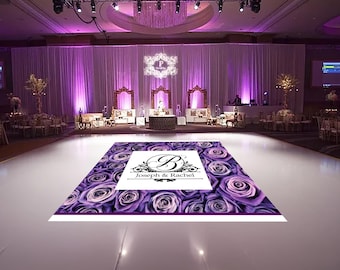 Purple Roses Wedding Dance Floor Decal: Custom Vinyl Floor Decor