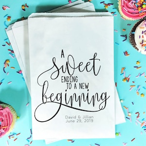 Wedding Favor Bags, Wedding Donut Bag,  Bags for Donut Wall, A sweet ending to a new beginning, Wedding Favor Bags, Treat Bags for Wedding