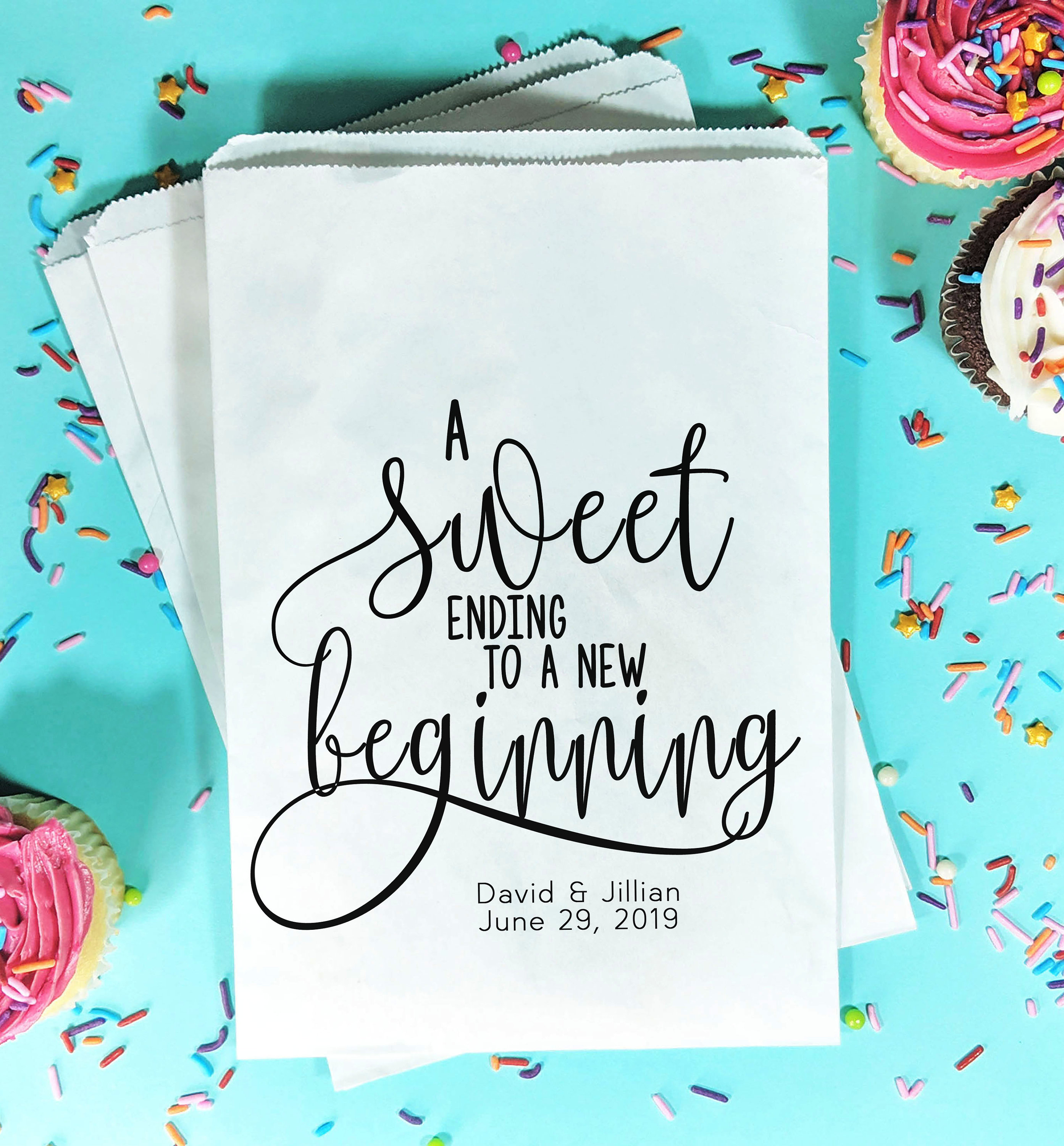 Wedding Favor Bags, Wedding Donut Bag,  Bags for Donut Wall, A sweet ending to a new beginning, Wedding Favor Bags, Treat Bags for Wedding