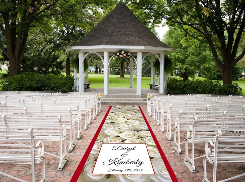White Rose Wedding Aisle Runner Custom Aisle Runner Rose Etsy