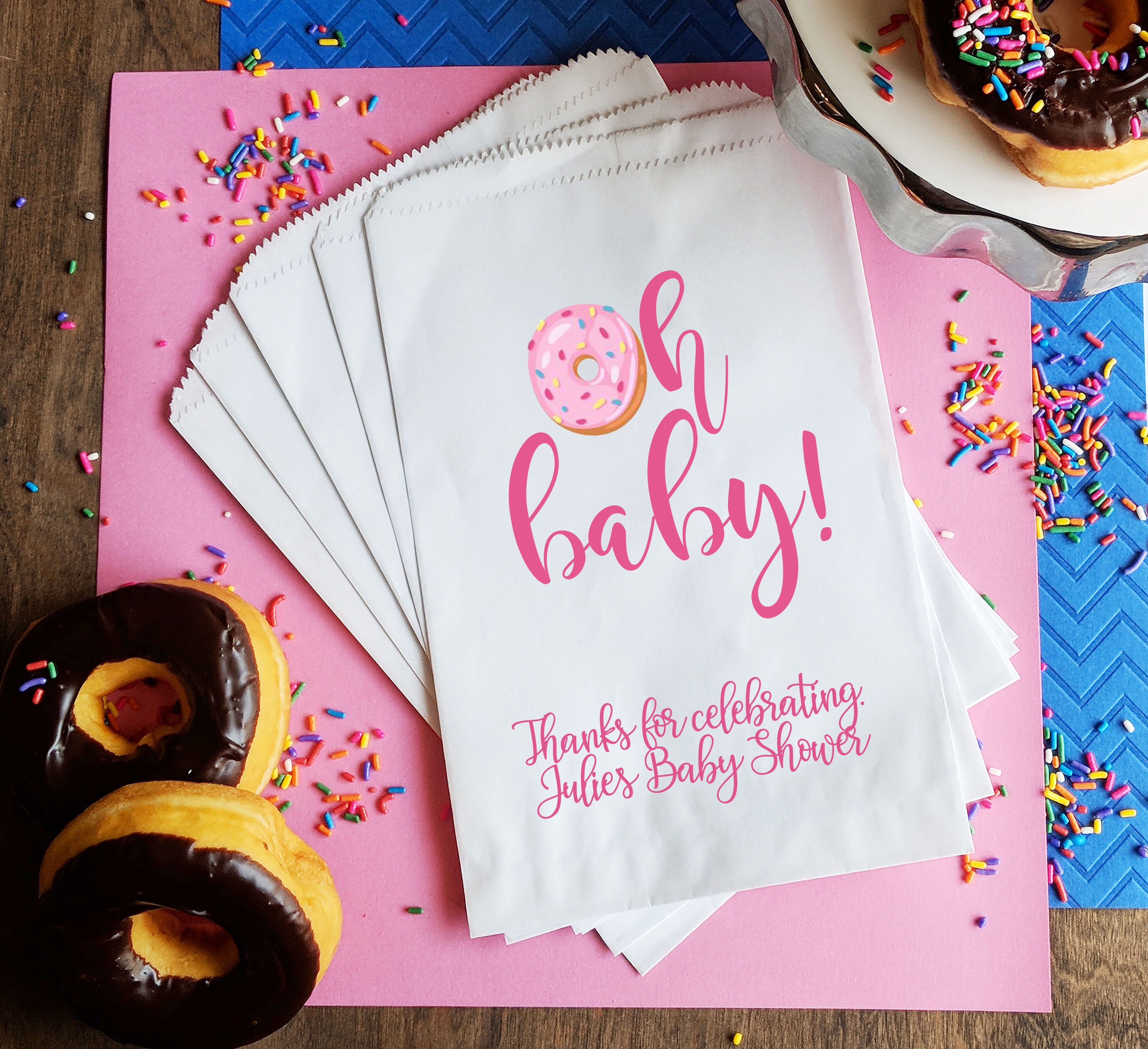 Baby Shower Favor Bags Baby Shower Donut Bags Gender Reveal Etsy