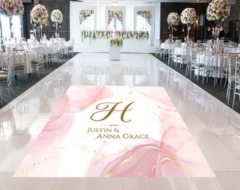 Rose Gold and Pink Wedding Dance Floor Decal: Custom Vinyl Floor Wrap