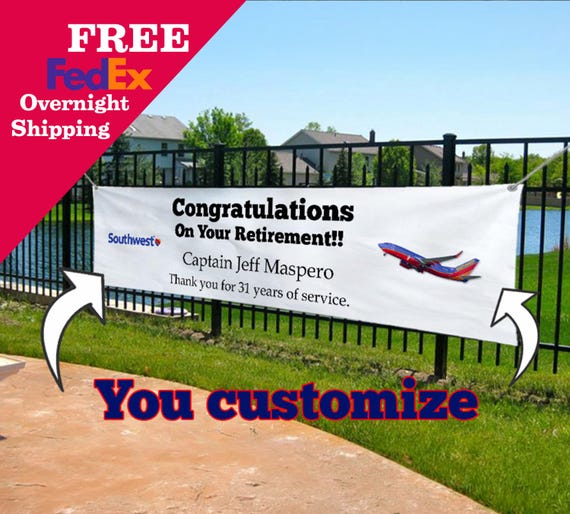 Personalized Pilot Retirement Banner: Military Retirement, Air Force, Airline Retirement