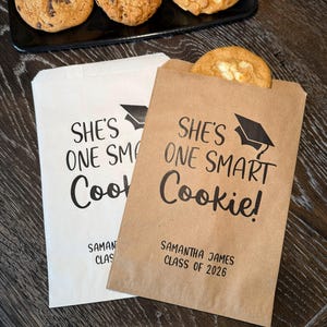 Personalized Graduation Favor Bags, "One Smart Cookie" Party Decor, Class of 2026 Decor Ideas