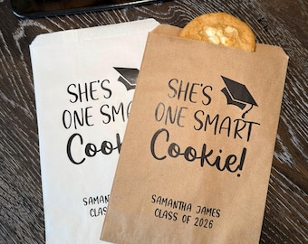 Personalized Graduation Favor Bags, "One Smart Cookie" Party Decor, Class of 2026 Decor Ideas