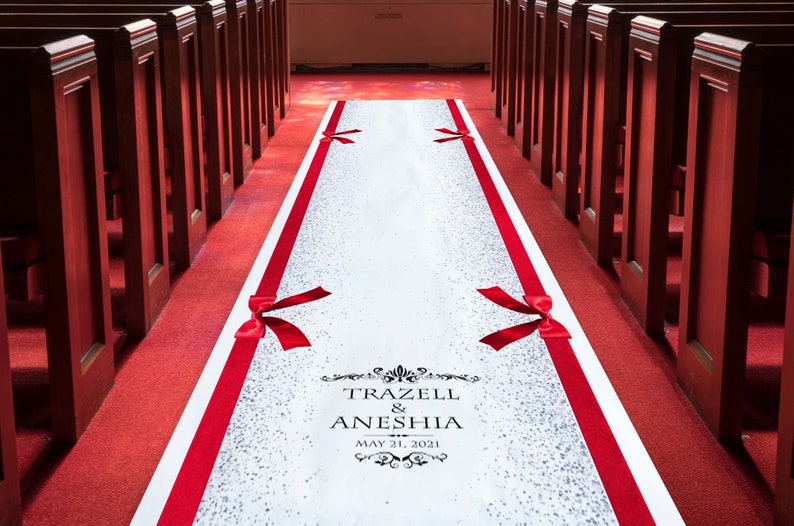 Red Ribbon Aisle Runner Wedding Aisle Runner Wedding Gift Etsy