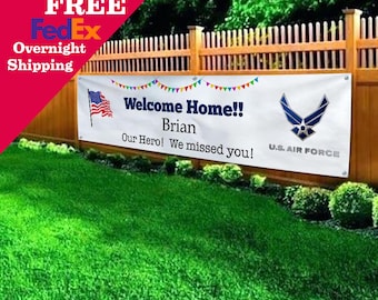 Customizable Military Welcome Home Banner: Army, Navy, Air Force, Marine Deployment