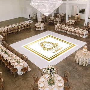 Custom Gold Border Wedding Dance Floor Decal