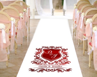 Red Crest Wedding Aisle Runner,  Elegant Wedding, Formal Wedding, Custom Wedding Aisle Runner, Red Wedding Colors, Red Crest