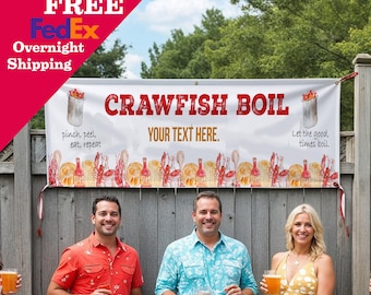 Custom Crawfish Boil Banner: Seafood Party Decor, Cajun Theme