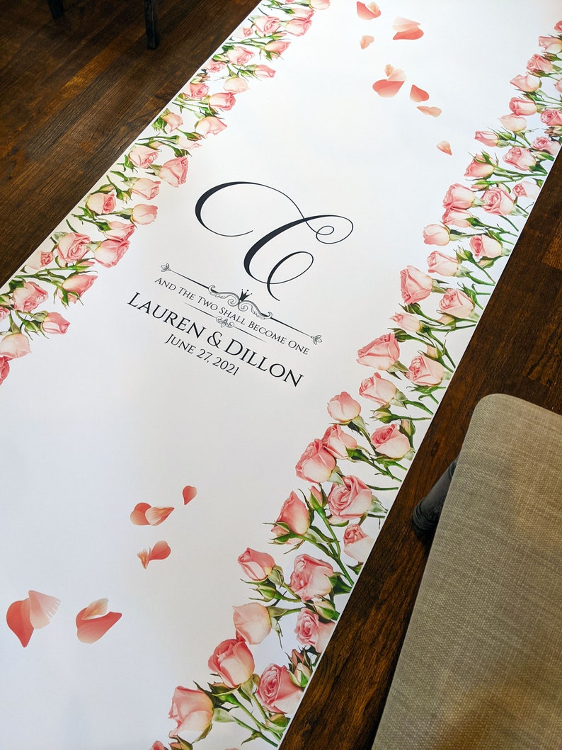 Pink Rose Wedding Aisle Runner Custom Aisle Runner Pink Etsy