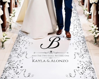 Custom Silver Glitter Wedding Aisle Runner: Personalized Anniversary Party Decor