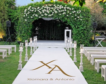 Oversized Monogram Wedding Aisle Runner, Black and White Wedding Decor, Elegant Wedding, Formal Wedding, Wedding Ceremony,  Single 23