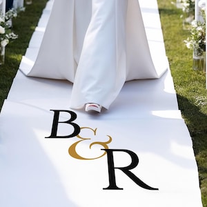 Oversized Monogram Wedding Aisle Runner, Black and White Wedding Decor, Outdoor Wedding, Isle Runner, Wedding Ideas,  Single 44