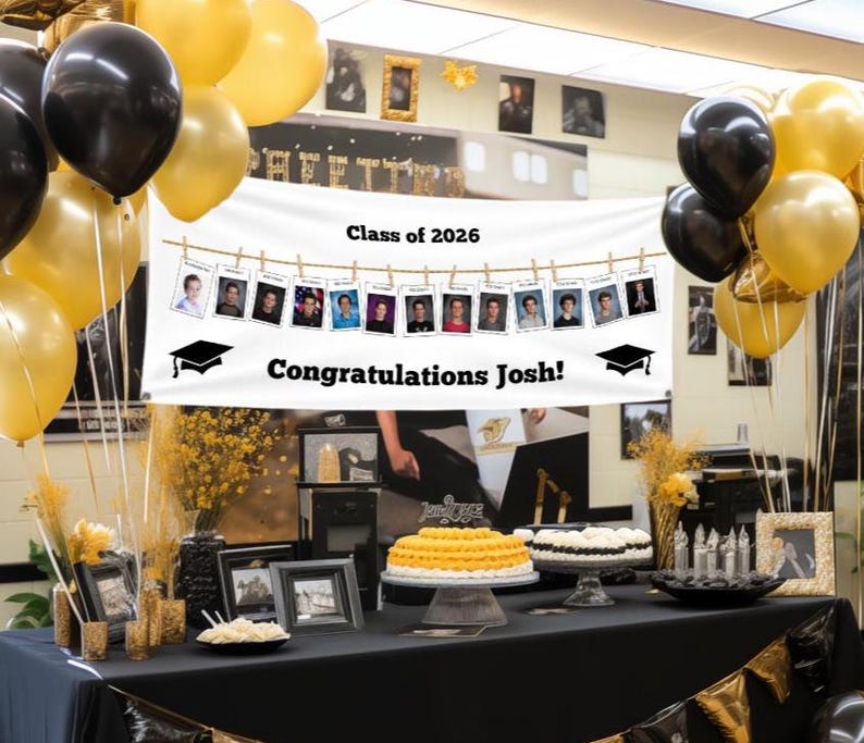 Personalized Graduation Photo Banner: Class of 2026, Party Decor