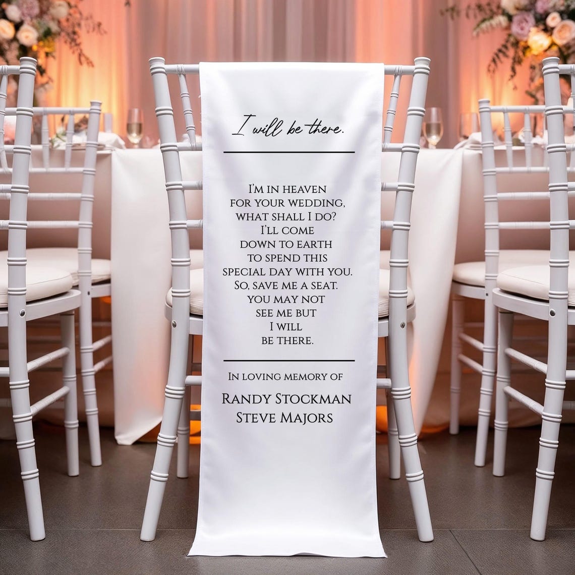 Personalized in Loving Memory Wedding Chair Drape: Memorial Remembrance ...