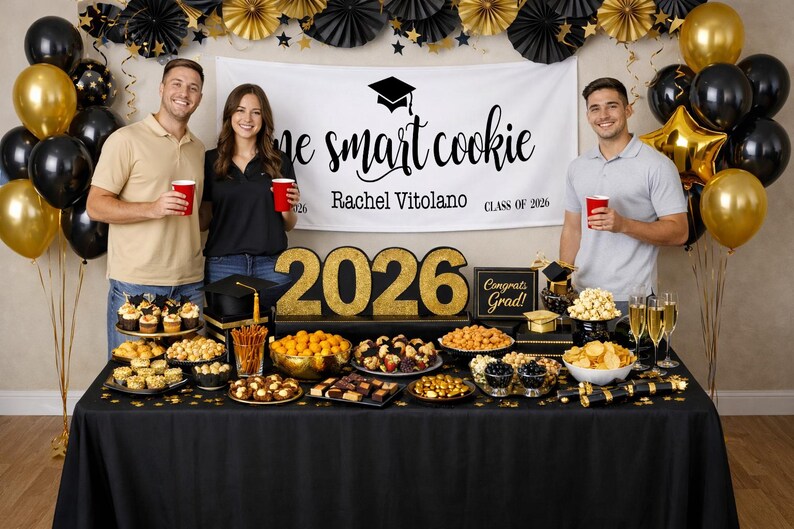 Personalized Graduation Banner: One Smart Cookie, Class of 2026 imagem 1