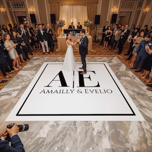 Custom Wedding Dance Floor Wrap: Gold Monogram Vinyl Decal