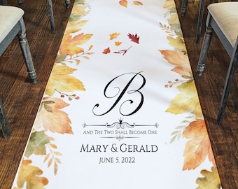 Custom Fall Leaves Wedding Aisle Runner: Personalized Autumn Decor