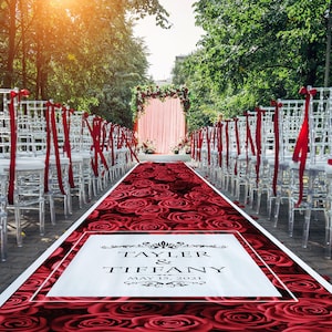 Red Roses Aisle Runner, Custom Aisle Runner, Wedding Ideas,  Wedding Decor, Rose Wedding, Wedding Gift, Wedding Ceremony,  Big Red Roses