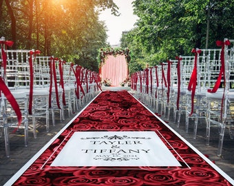 Red Roses Aisle Runner, Custom Aisle Runner, Wedding Ideas,  Wedding Decor, Rose Wedding, Wedding Gift, Wedding Ceremony,  Big Red Roses