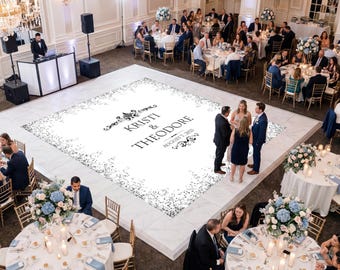 Silver Glitter Dance Floor Decal: Personalized Wedding Vinyl Decal