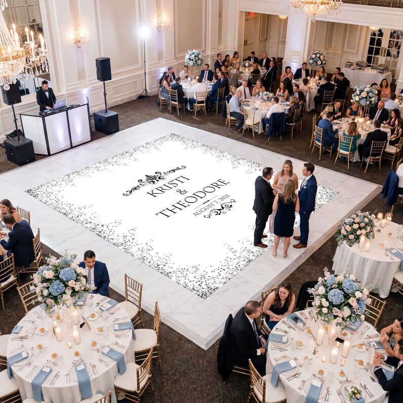 Silver Glitter Dance Floor Decal: Personalized Wedding Vinyl Decal image 1