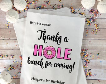 Personalized Donut Favor Bags: Birthday Party Treat Bags
