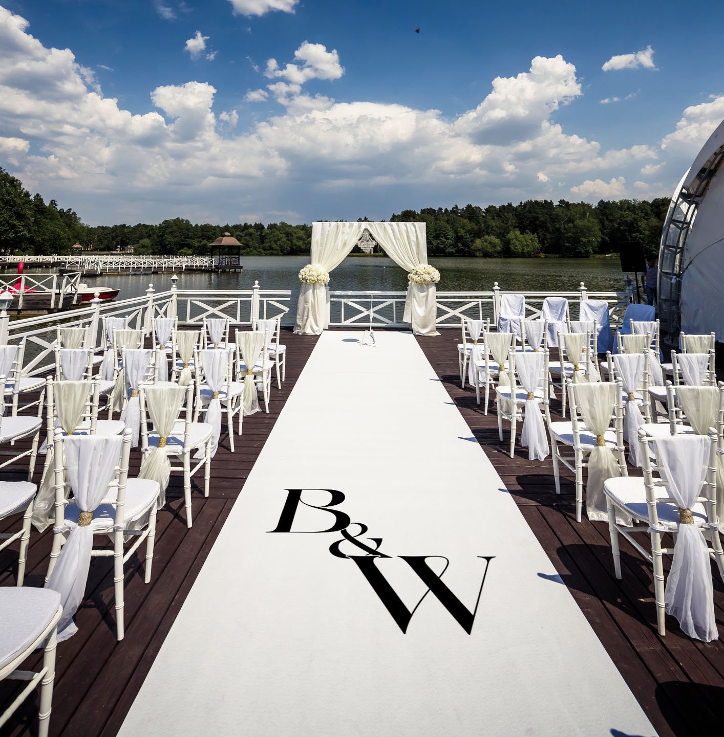 Oversized Monogram Wedding Aisle Runner, Black and White Wedding Decor, Elegant Wedding, Formal Wedding, Wedding Ceremony,  Single 23