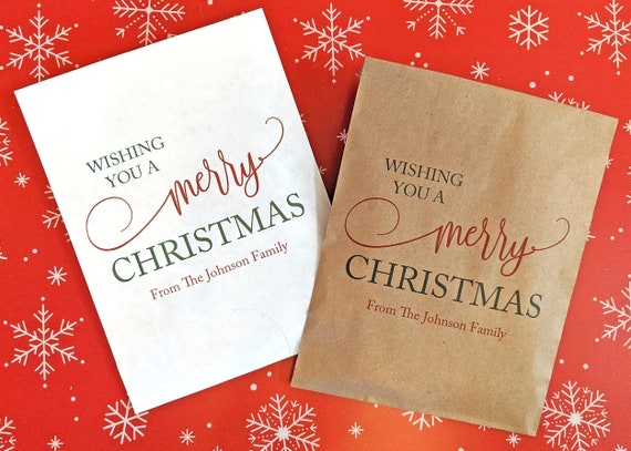 Christmas Treat Bags, Christmas Baking, Personalized Paper Bags for Christmas Cookies, Personalized Christmas Bag, Christmas Party Favor Bag