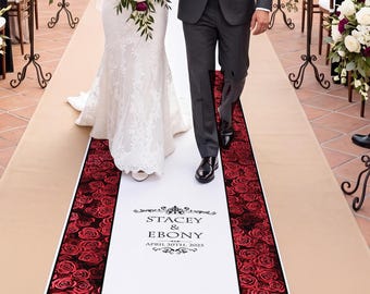 Red Rose Wedding Aisle Runner: Custom Elegant Ceremony