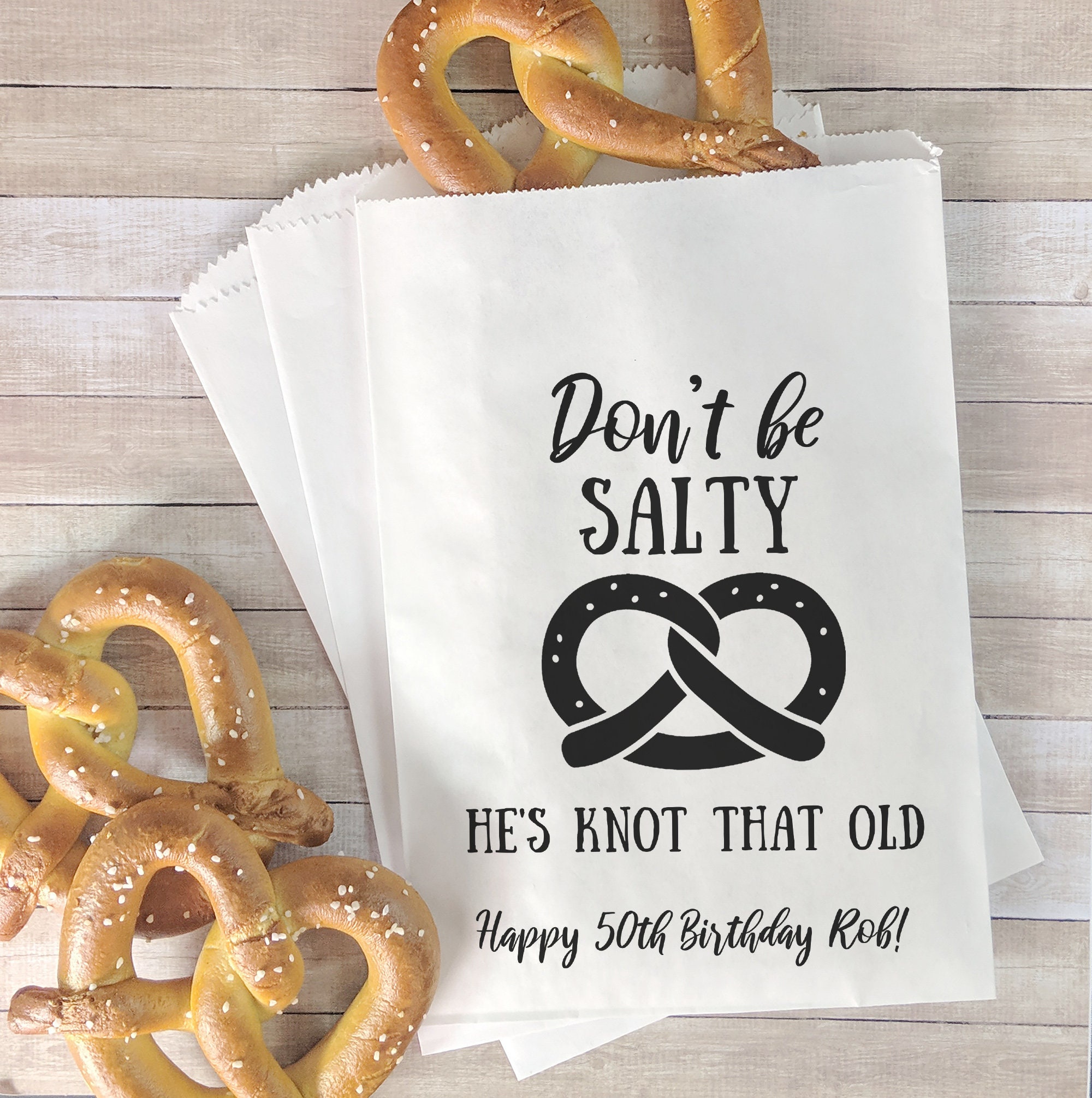 Pretzel Favor Bags He's Knot That Old Pretzel Bar Ideas Etsy