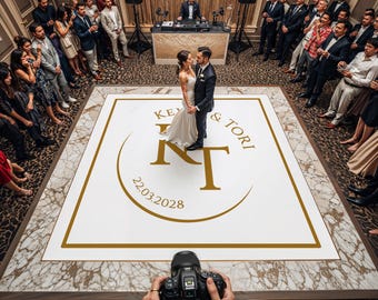 Custom Wedding Dance Floor Decal Wrap. Monogram Vinyl Decal