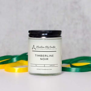 Soy Wax Candle – Timberline Noir | Oak, Amber & Earthy Sage – Mountain City Candles