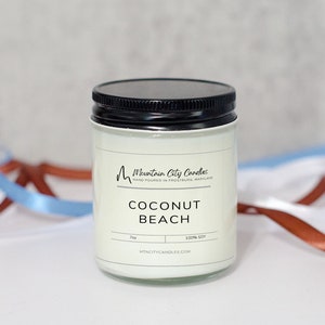 Soy Wax Candle – Coconut Beach | Creamy Coconut & Warm Sandalwood – Mountain City Candles