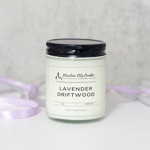 Soy Wax Candle – Lavender Driftwood | Relaxing Lavender & Earthy Woods – Mountain City Candles