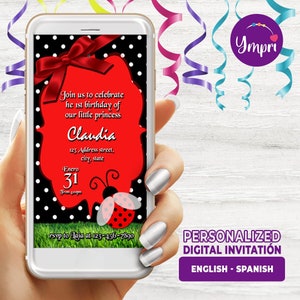 Ladybug Birthday Digital Invitation, Perfect to send by Wathsaap, Ladybug, Ladybug, 1080 x 1920